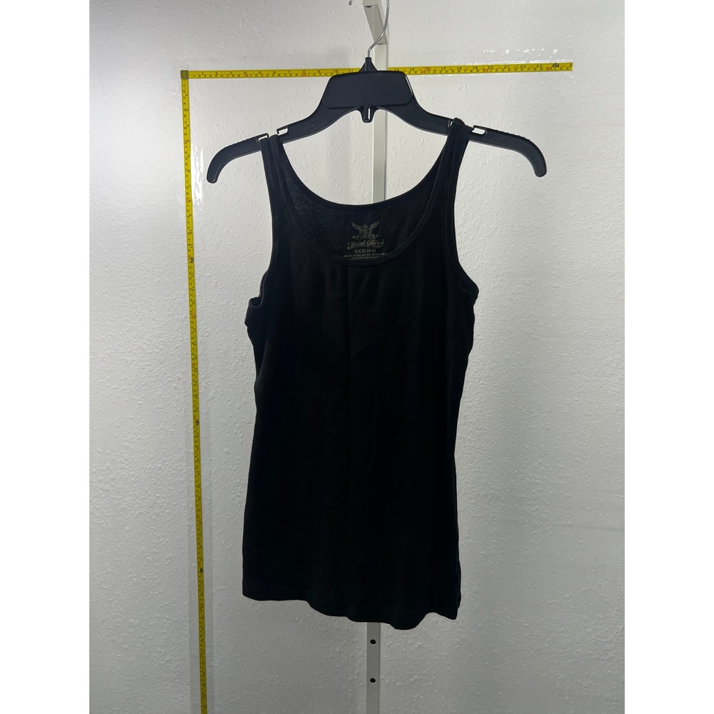 Faded Glory Black Ribbed‎ Tank Top Womens Small 4-6 Scoop Neck Sleeveless Cotton